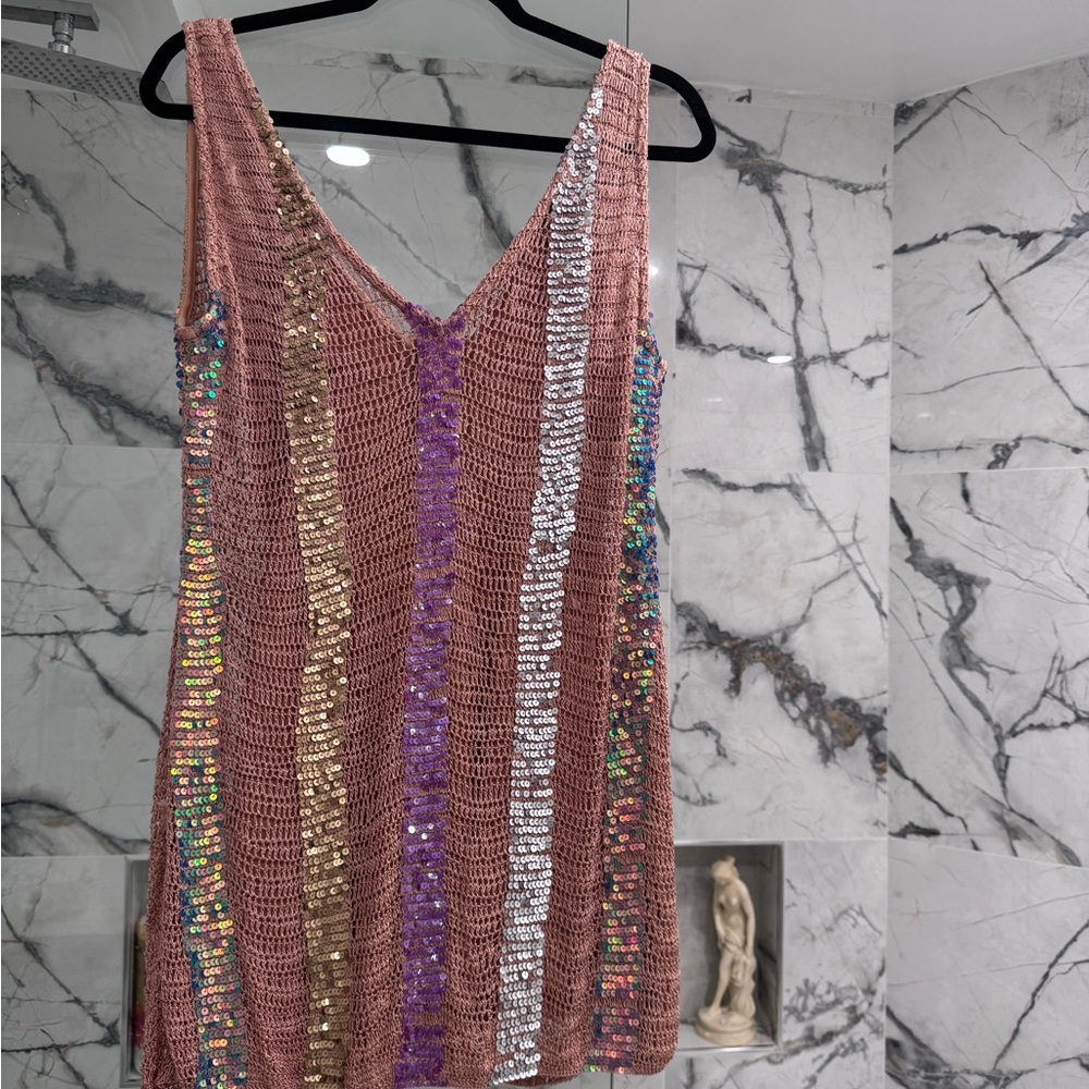 NBD- Sequin Striped Knit Mini Dress